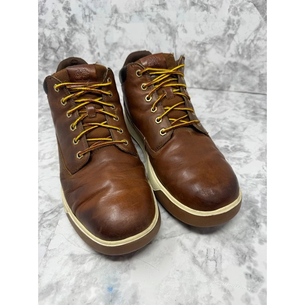 Timberland Davis Square Chukka Brown Leather Boots Mens 11 A17P3 Mid Top Sneaker